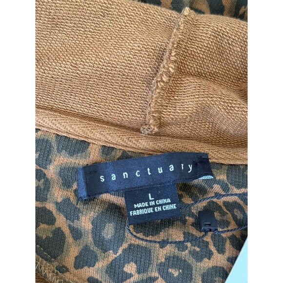 Sanctuary Brown Black Leopard Print NWT Hoodie Animal Print Size Large - Picture 4 of 11